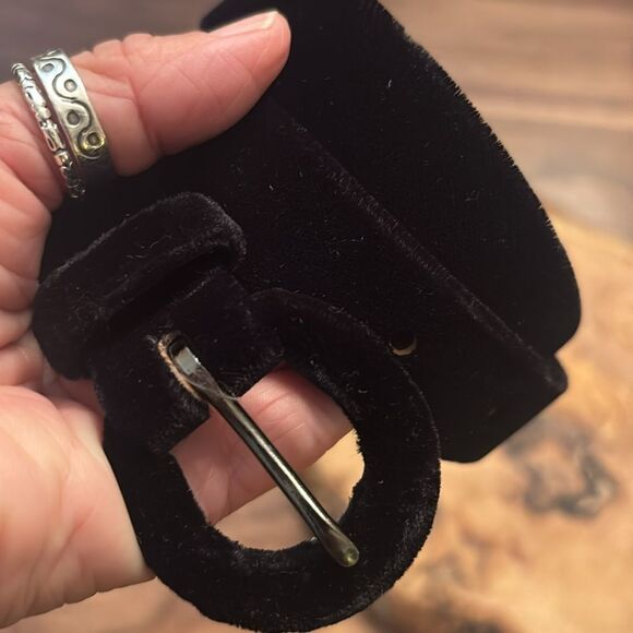 Talbots Black Velvet Velour Belt - M - Picture 4 of 5